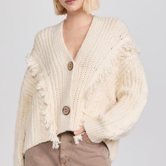 Line & Dot Sadie Cream Fringe Cardigan Size S - Picture 1 of 5